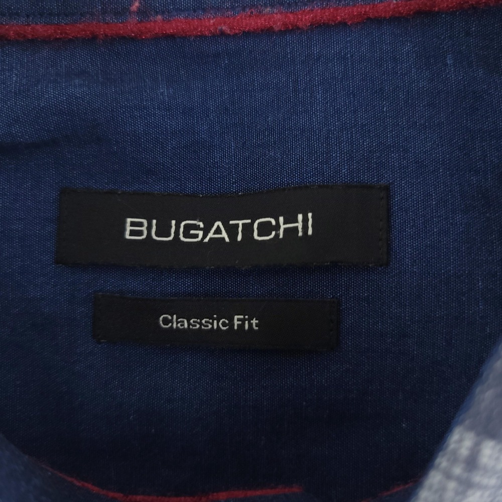 Bugatchi Shirt Mens Large Blue Check Long Sleeve Button Up Classic Fit Cotton - Picture 3 of 9
